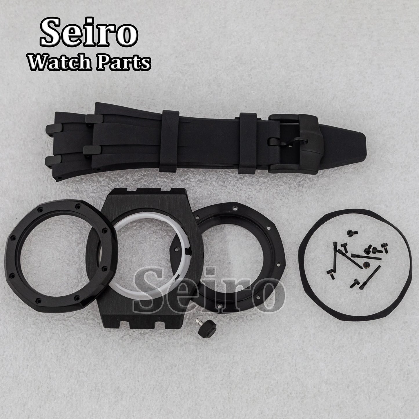 42mm Octagon Watch Case Rubber Strap Sapphire Crystal 10bar for 31.8mm Dial Royal Oak NH35 NH36 Movement Watch Modified Parts