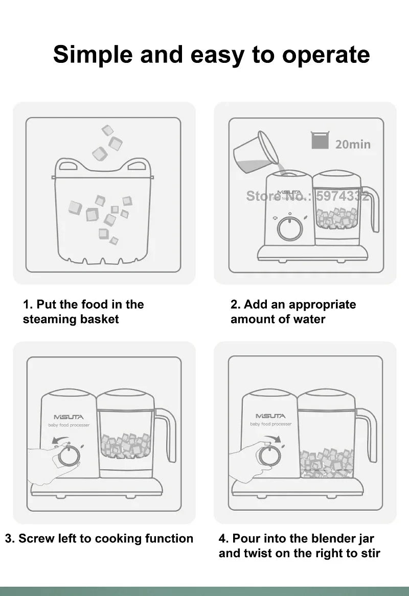 300W Baby Food Cook Mixer Steamer Multifunctional Fruit Vegetable Food Processor Solid Food Machine Electric Meat Grinder 220V