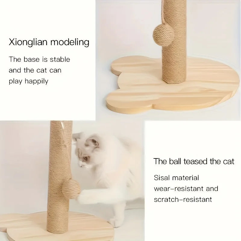 1 Set Cat Scratching Ball Toy: Kitten Sisal Rope Claw Grinding Scratcher - Vertical Design