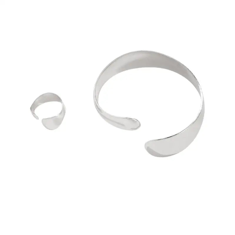 Minimalist Geometric Metal Bracelet and Ring Set Chic Fashion Jewelry for Party or Daily Wear