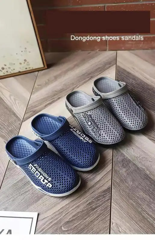 39-44 Mens Mules Clogs Summer Sandals Male Slippers Soft Bottom Beach Shoes Slip-On Zapatos Breathable Non-Slip Hollow Footwear