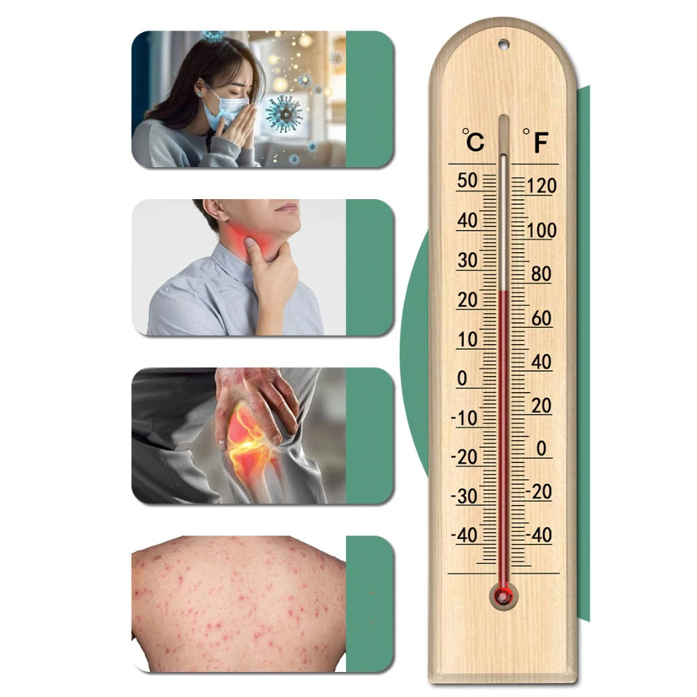 High Precision Battery Wooden Thermometer Wall Mounted for Accurate Temperature Measurement in Home Laboratory
