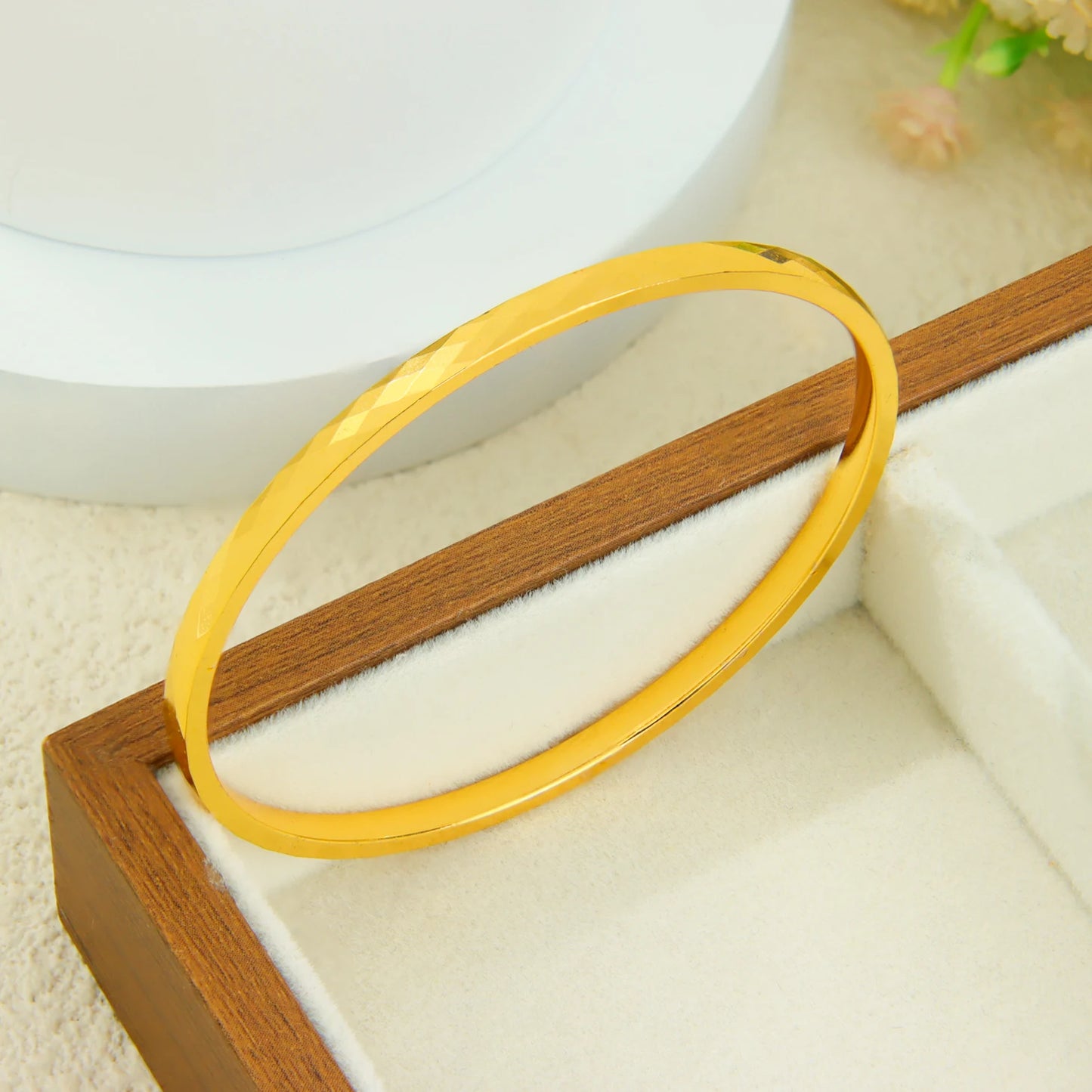 Arabic Bridal Wedding Cuff Bracelet 24k Gold Plated Dubai Simple Fashion Wrap Bangles Oman Women Event Party Daily Jewelry