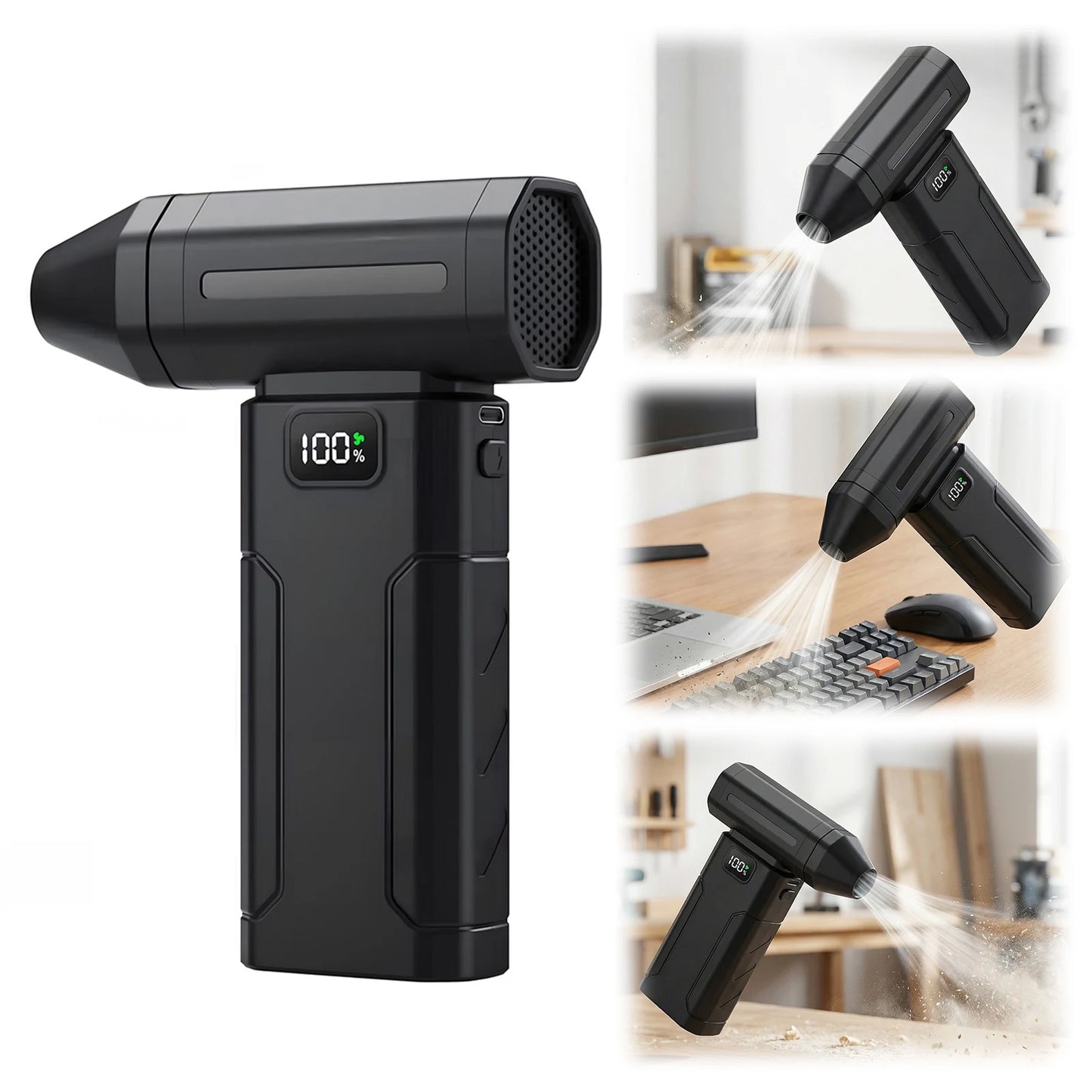  Compressed Air Duster 5-Speed Handheld Portable Dust Blower Electric Dryer Screen Display Rechargeable 100000RPM Powerful Tool