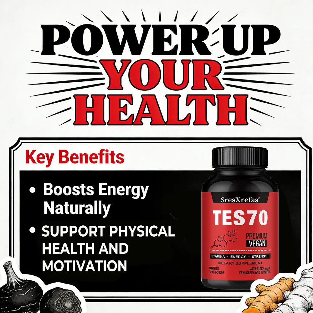 Fenugreek Supplement Capsules, with Turmeric, Black Maca, Endurance, Energy, Strength Support, Improves Mood, Overall Health