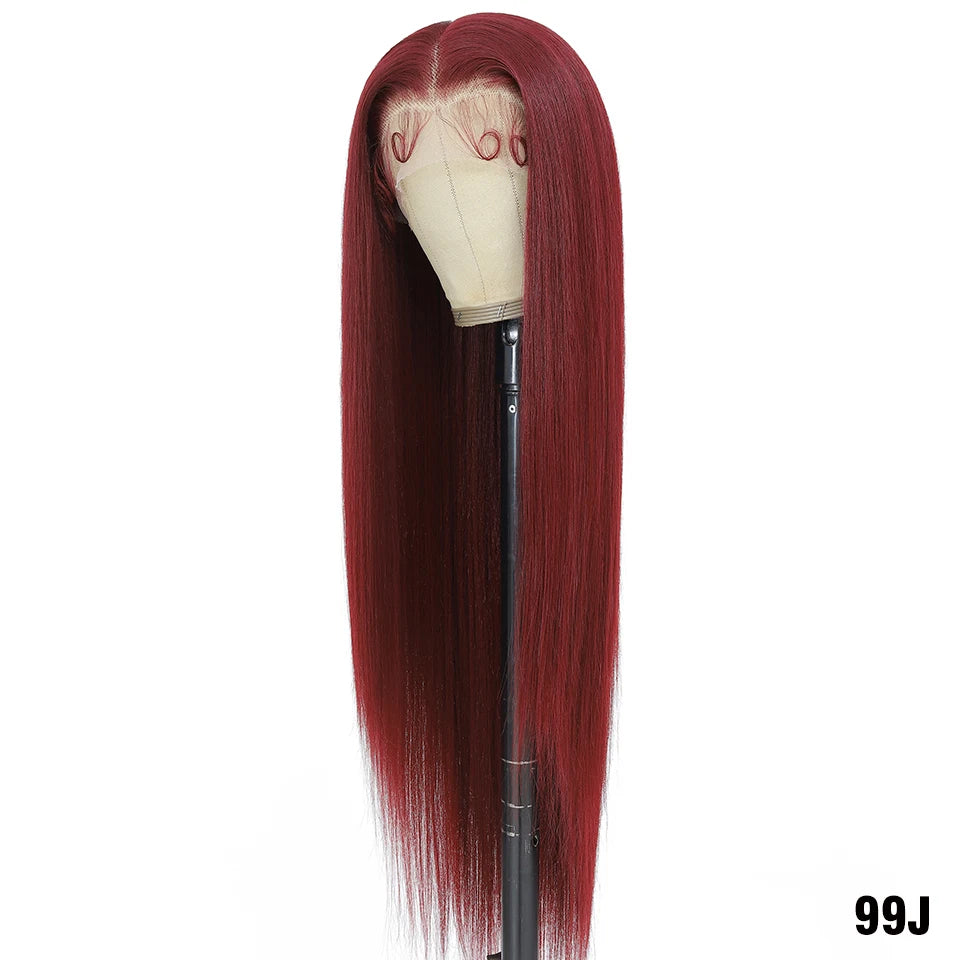 Highlight 13x6 Synthetic Lace Frontal Wigs For Women 40 Inch Long Silky Straight Lace Front Wigs High Quality American Afro Wigs