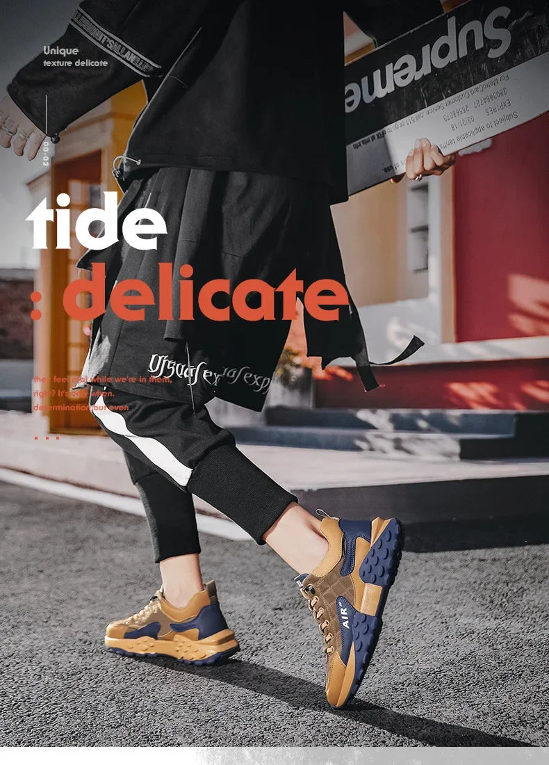 Men's Spring New Sport Shoes Casual Classic Trendy Thick Bottom Leisure Shoes Breathable Microfiber Upgraded Spring Autumn