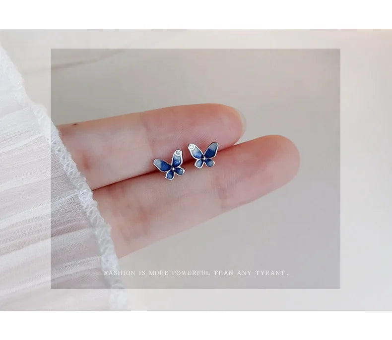 925 Sterling Silver Butterfly Stud Earrings Stylish Exquisite Sweet Style Sophisticated Design High End Earrings for Women