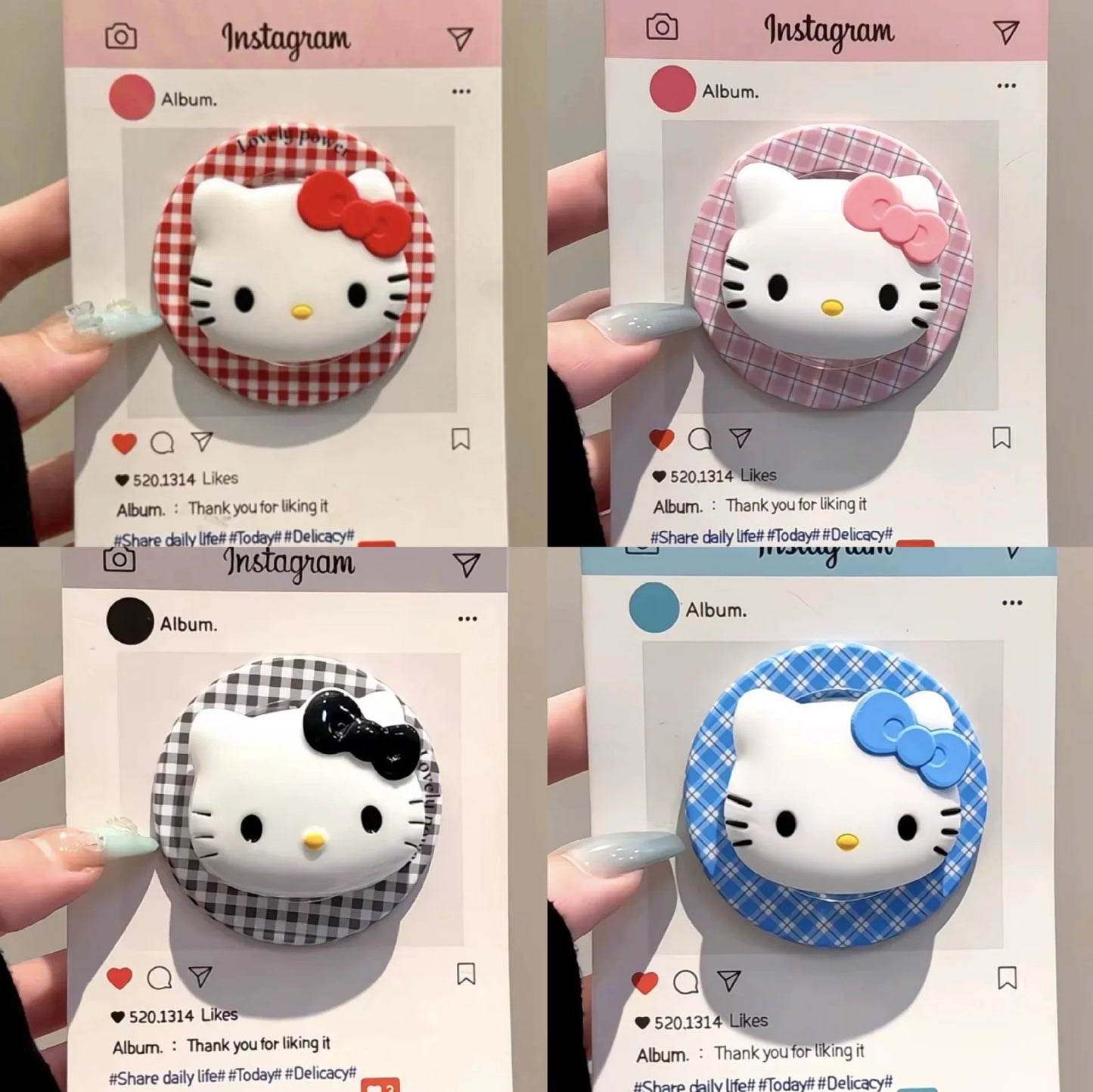 For Magsafe Magnetic Grip Tok Foldable Cartoon Phone Stand Holder 3D Sanrio Hello Kitty Silicone Griptok Bracket