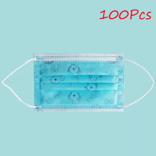 100-200pcs Black Kid Disposable Protective Mask 3 Layer Nonwoven Kids Filter Hygiene Thicken Children's Cartoon Face Mouth Masks