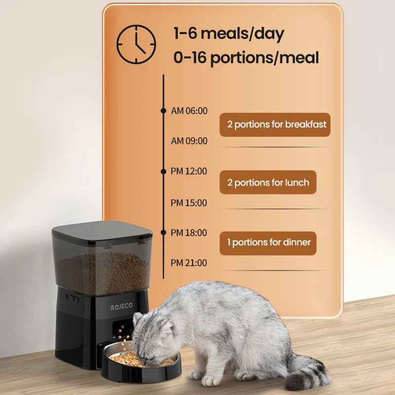 ROJECO Smart Dog Feeder Automatic Dog Food Kibble Dispenser Button Version for Pet Cats Auto Food Container Dog Feeding Supplies