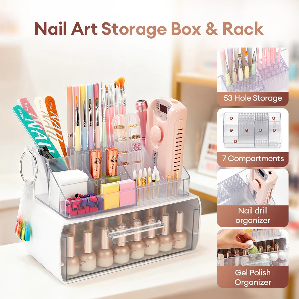 Acrylic Storage Rack Nail Art Tools Organizer Nail Salon Display Rack Large Capacity Storage Box Gel Polish Cosmetic Drawer