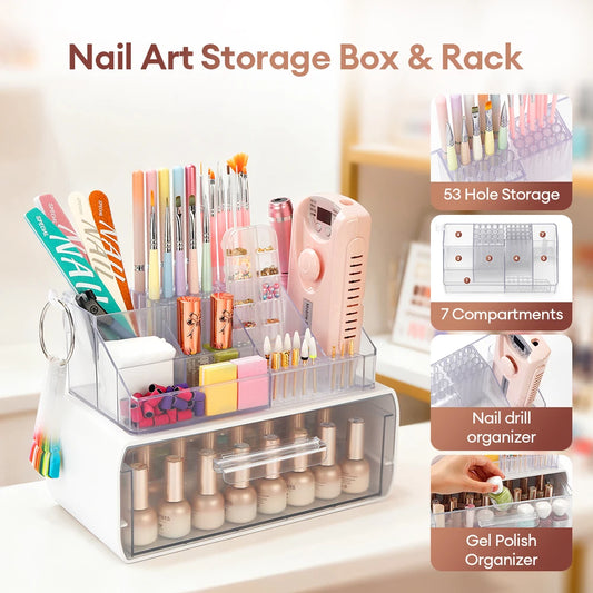 Acrylic Storage Rack Nail Art Tools Organizer Nail Salon Display Rack Large Capacity Storage Box Gel Polish Cosmetic Drawer