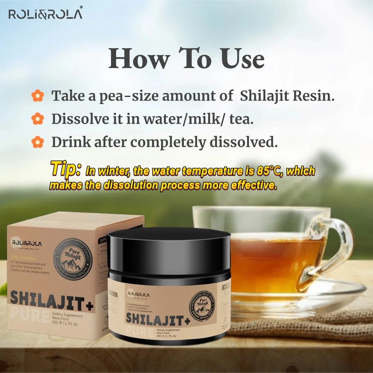 ROLI&ROLA 3/6/9 Pack *50g Pure Shilajit Resin with 85+Trace Minerals Fulvic Acid Edible Dietary Supplement for Men and Women