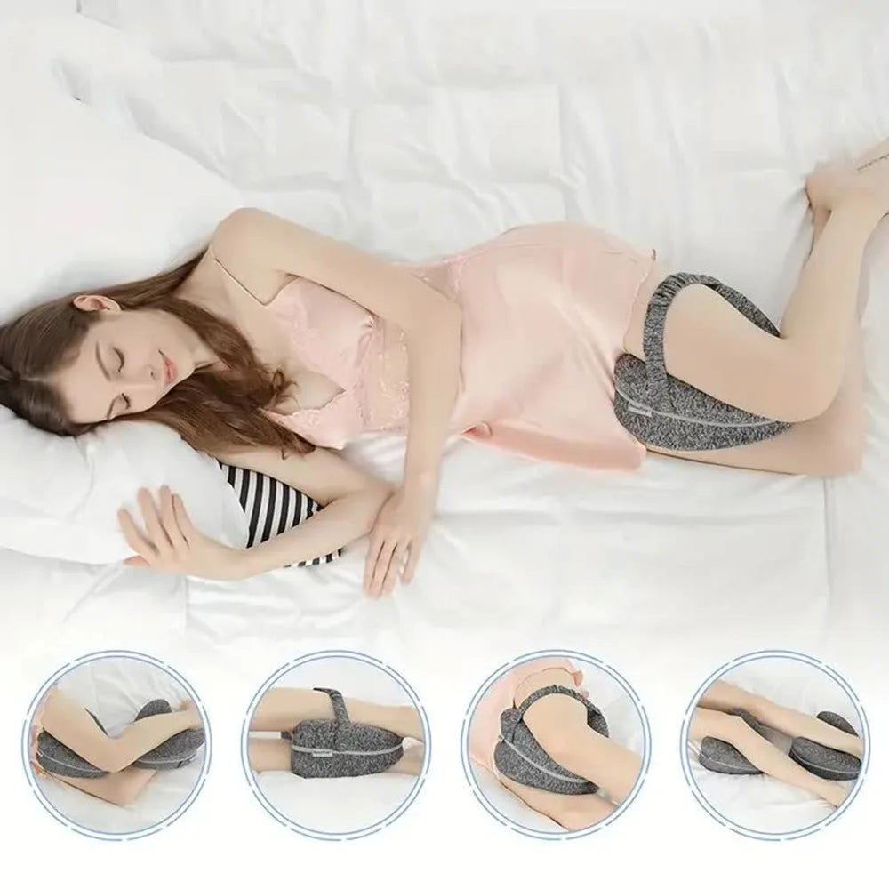 Memory Foam Knee Pillow with Adjustable Strap Heart Hollow Leg Support Pillow for Side Sleepers Pregnancy Relief Hip Back Sciati