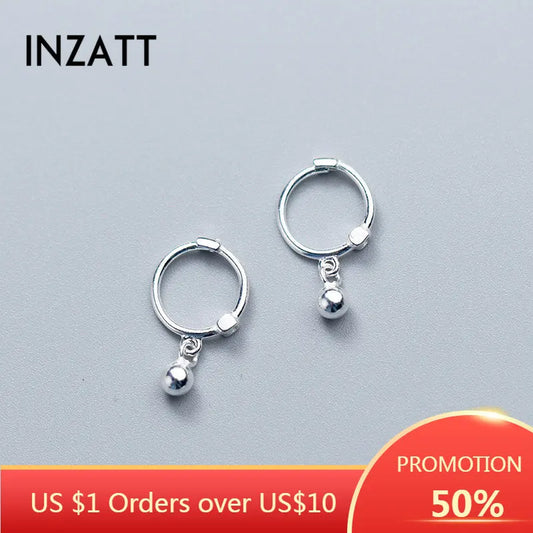 INZATT Real 925 Sterling Silver Star Heart Pentagram Beads Pendant Hoop Earrings For Women Party FINE Jewelry Accessories