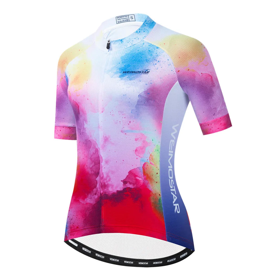 Blue Black Womens Cycling Jersey Pro Team Cycling Clothing Summer MTB Bike Jersey Breathable Bicycle Shirt Maillot Ciclismo
