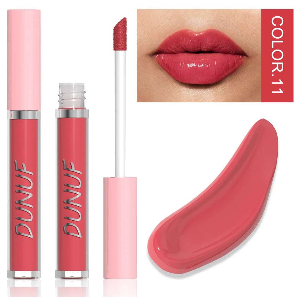 DUNUF High Quality Mirror Gloss Herorange Lipstick Lip Gloss Make-up Lightly Glass Moisturizing Plump Lip stick Lipgloss Gifts