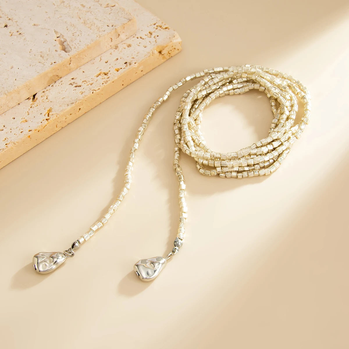 PuRui Fashion Simple Y-shaped CCB Beads Chain Necklace For Women Sexy Vintage Adjustable Sweater Chains Femme Charm Jewelry New