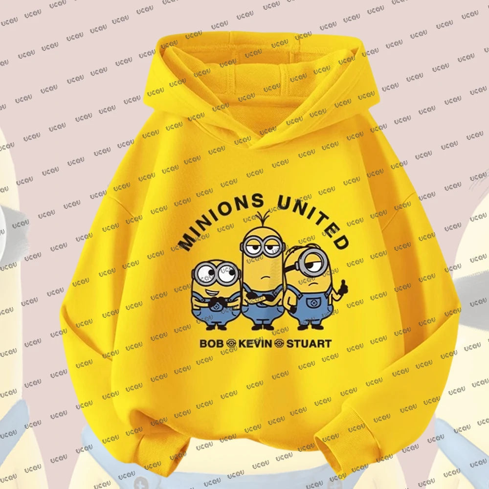 Despicable Me Minions Hoodies Autumn Winter Cotton Hoodie With Pajamas Pants Oversized Suits For Adult/Kids Men Women Clothes