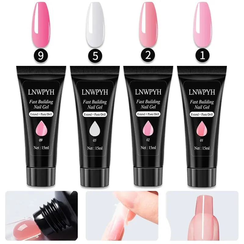 Gel Nail Polish Set With UV Nail Lamp Poly Extension Nail Gel Kit Semi Permanent Gel Varnish Set Professional Nail Art Tools Kit