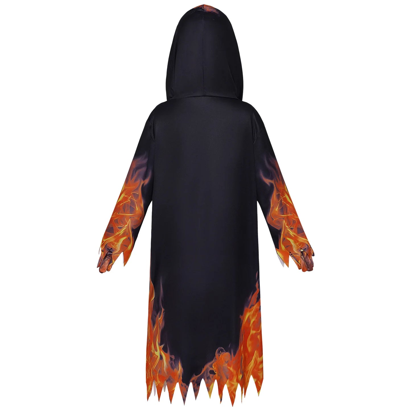Halloween Costumes Hooded Robe Scary Death Skull Cosplay Suits Party Stage Performance Flame Skeleton Ghost Role Play Outfits