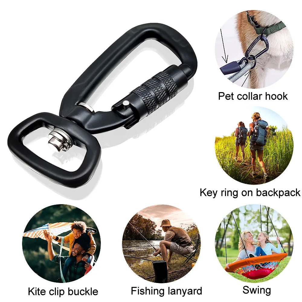Safety Carabiner Clip Auto Locking 360 Rotational Hook 4KN Pull for Dog Leash Hammocks Backpacks Outdoor Climbing Accessories