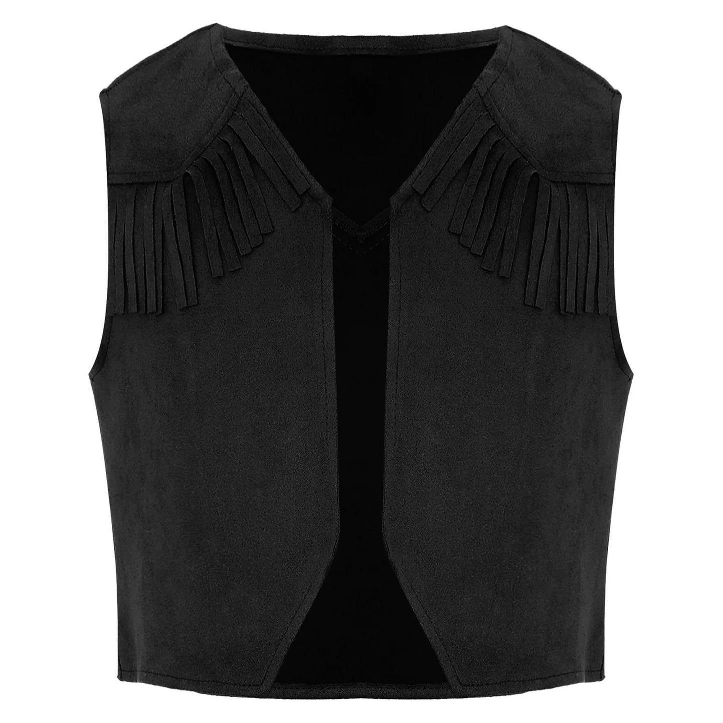 Kids Girl Boy Fringed Vest for Carnival Theme Party Tassels Top Open Front Waistcoat Child Halloween Western Cowboy Costumes
