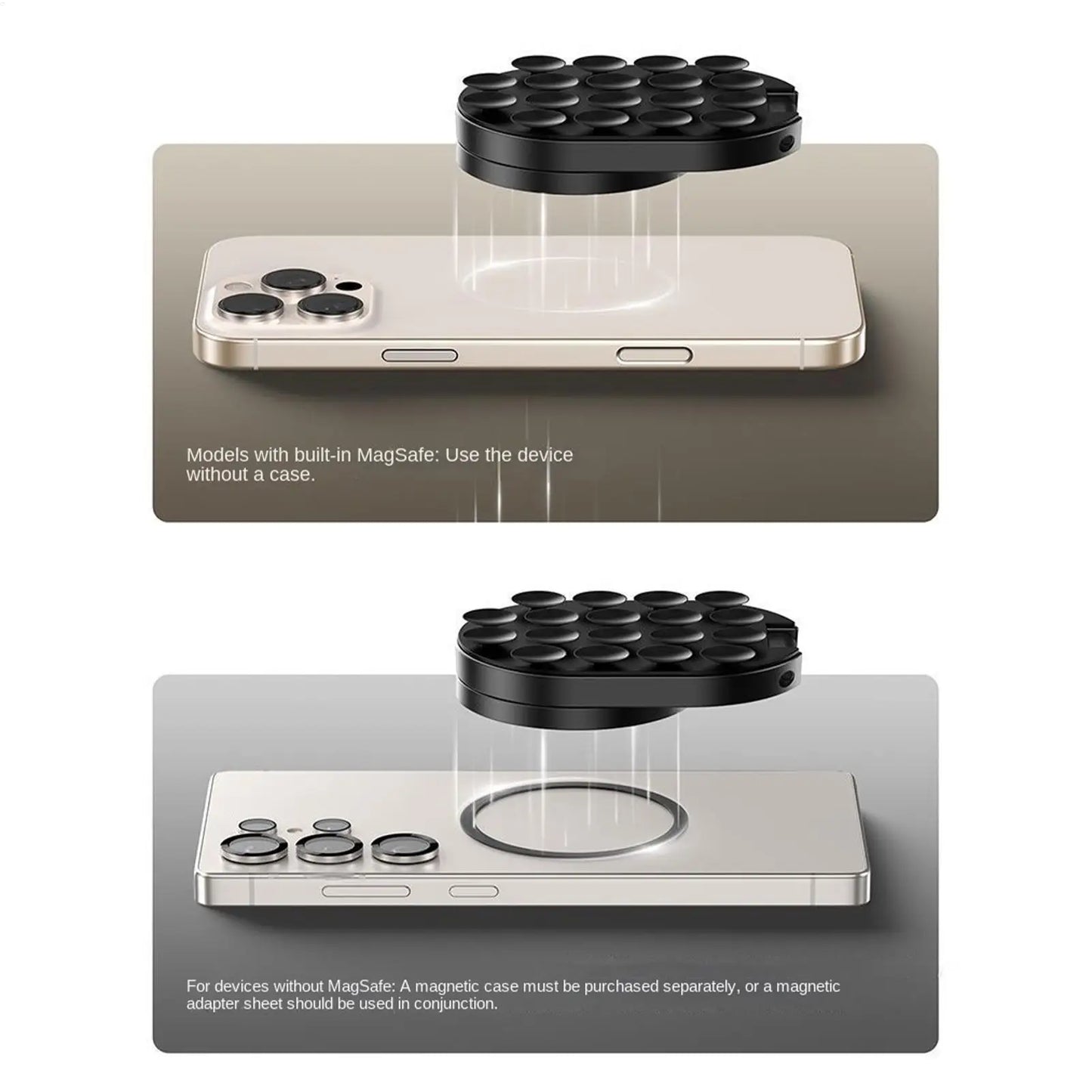 Magnetic Smartphone Desktop Stand With Suction Cup for iPhone Mini Pocket Stand for Glass Windows Laptop 360 Degree Adjustable
