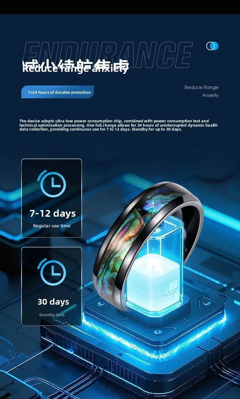 Colorful Abalone Shell Smart Ring Fitness Tracker Heart Rate Blood Oxygen Sleep Health Monitor Intelligent Jewelry Accessories