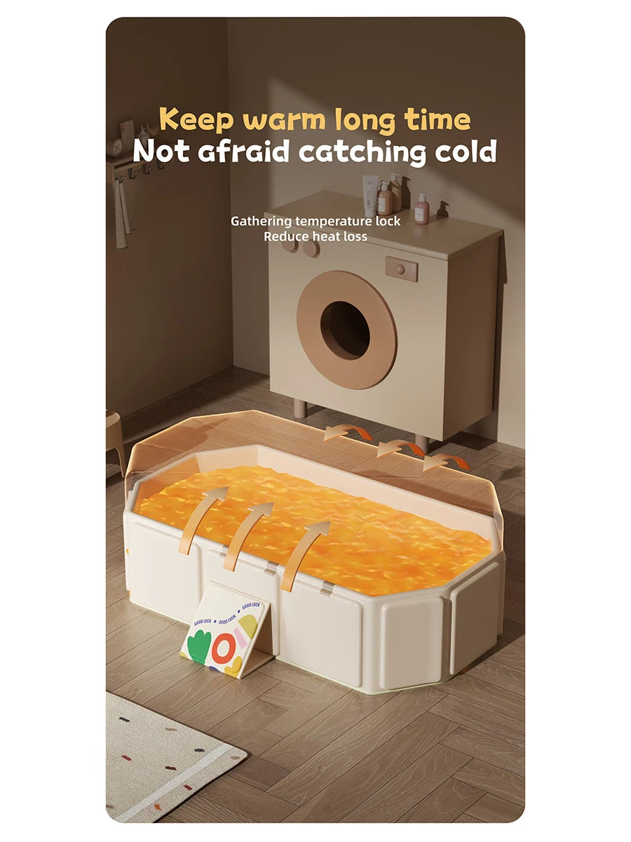 1pc Kids portable thick folding bathtub, Can be used  sitting or lying, for 0-8 years old children newborns suitable for travel