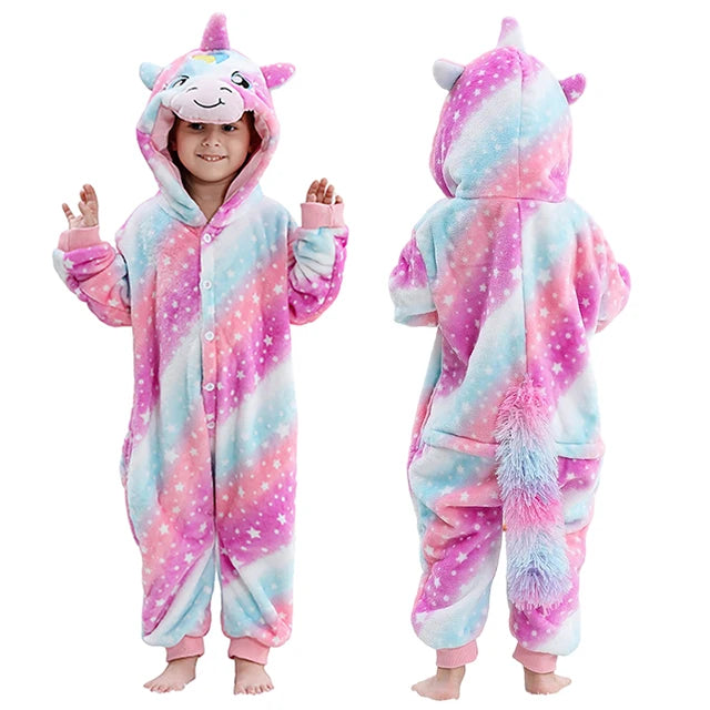 MICHLEY Christmas Capybara Flannel Blanket Sleepers Onesie Hooded Children Costume Clothes Jumpsuit Sleepwear For Boys Girls