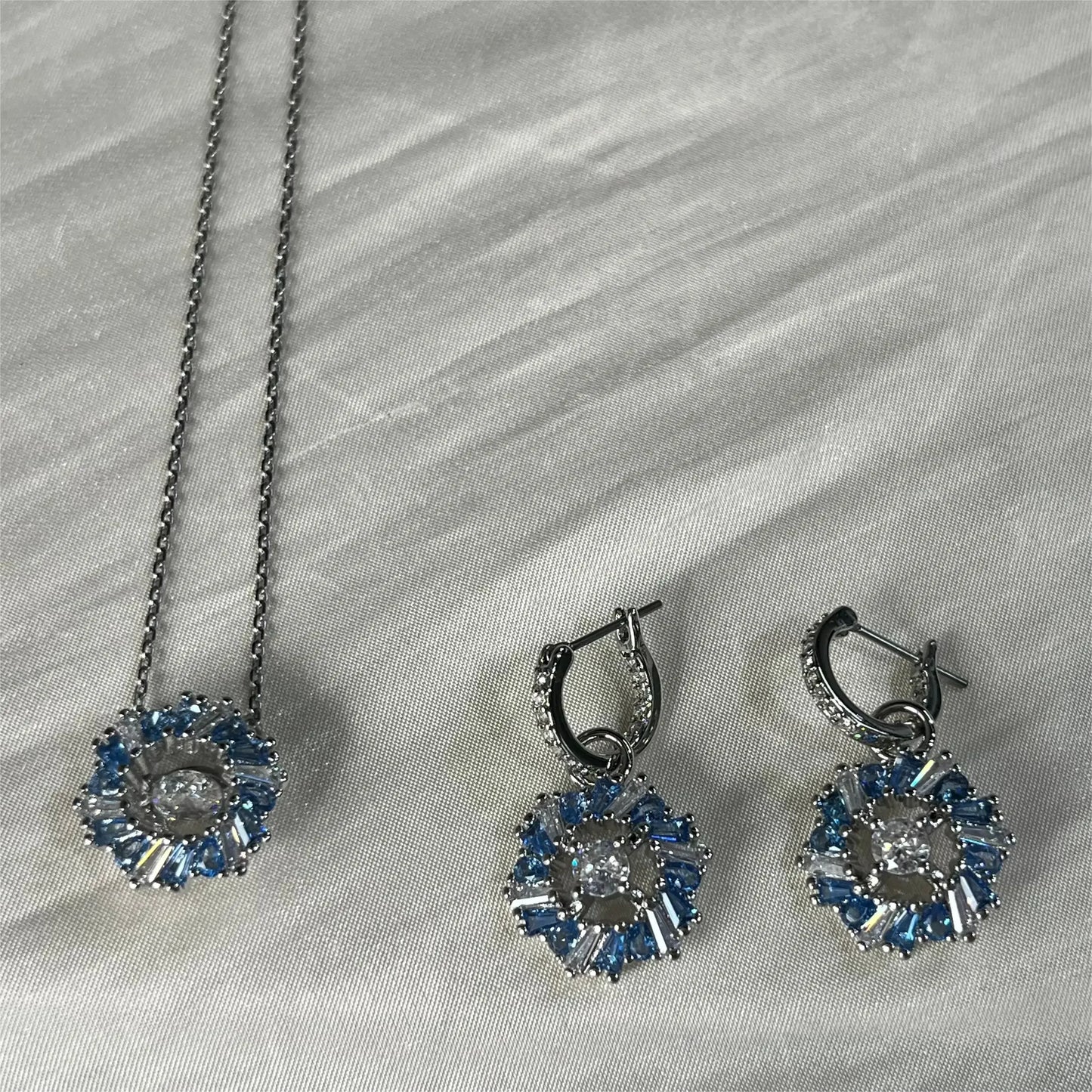 Snowflake Flowers Original New Sales Trend High Quality Jewelry Flower Sets Necklace Earring Ring Bracelet Pink Anniversary Gift