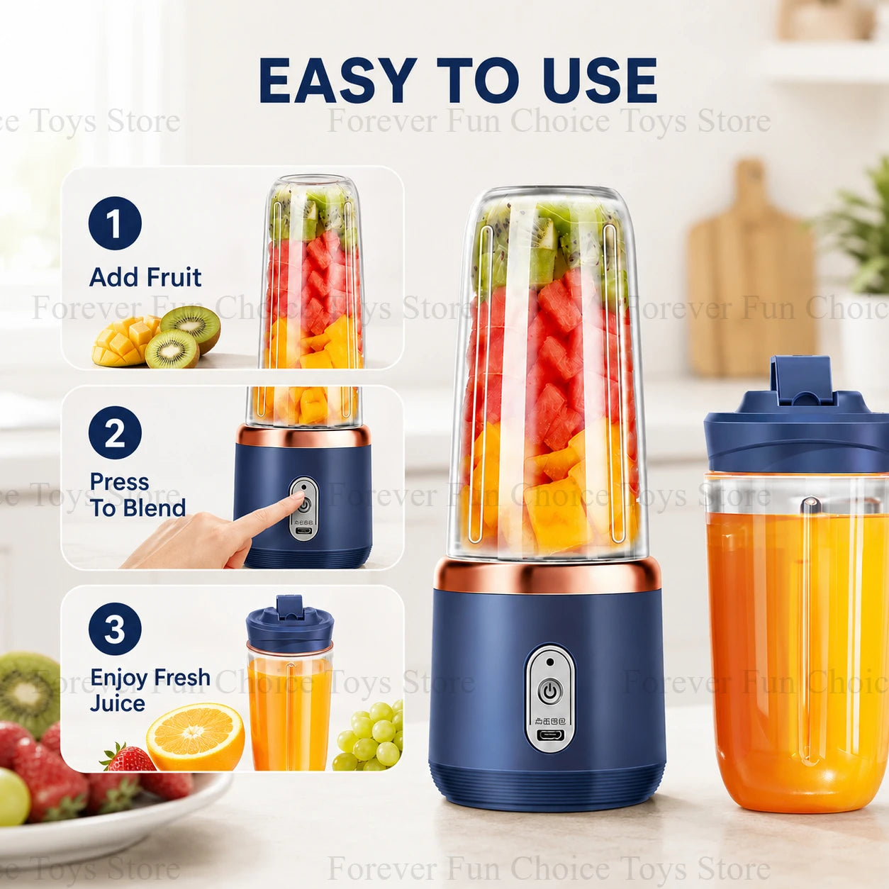 Electric Juicer Portable Small Fruit Juicing Cup USB Charging Outdoor Travel Electric Juicer 400ml Home Kitchen Milkshake Mixer