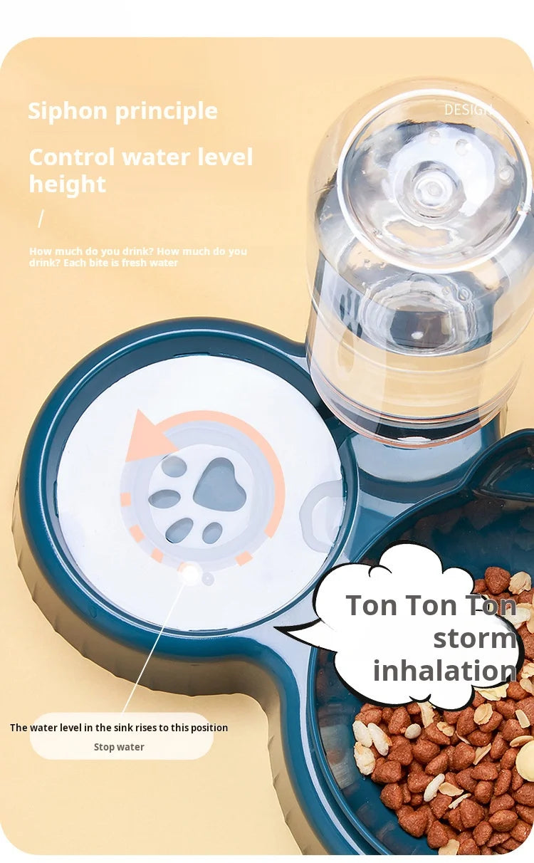 New hot selling cat bowl double bowl pet feeder with anti slip cat paw design, feeding supplies for cats and pets