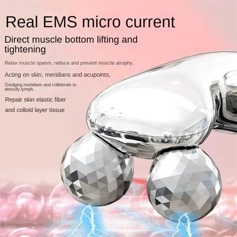 Electric Facial Micro-current Beauty Instrument LED Display Face Lift Roller Massager Skin Tighten Massage Beauty Devices