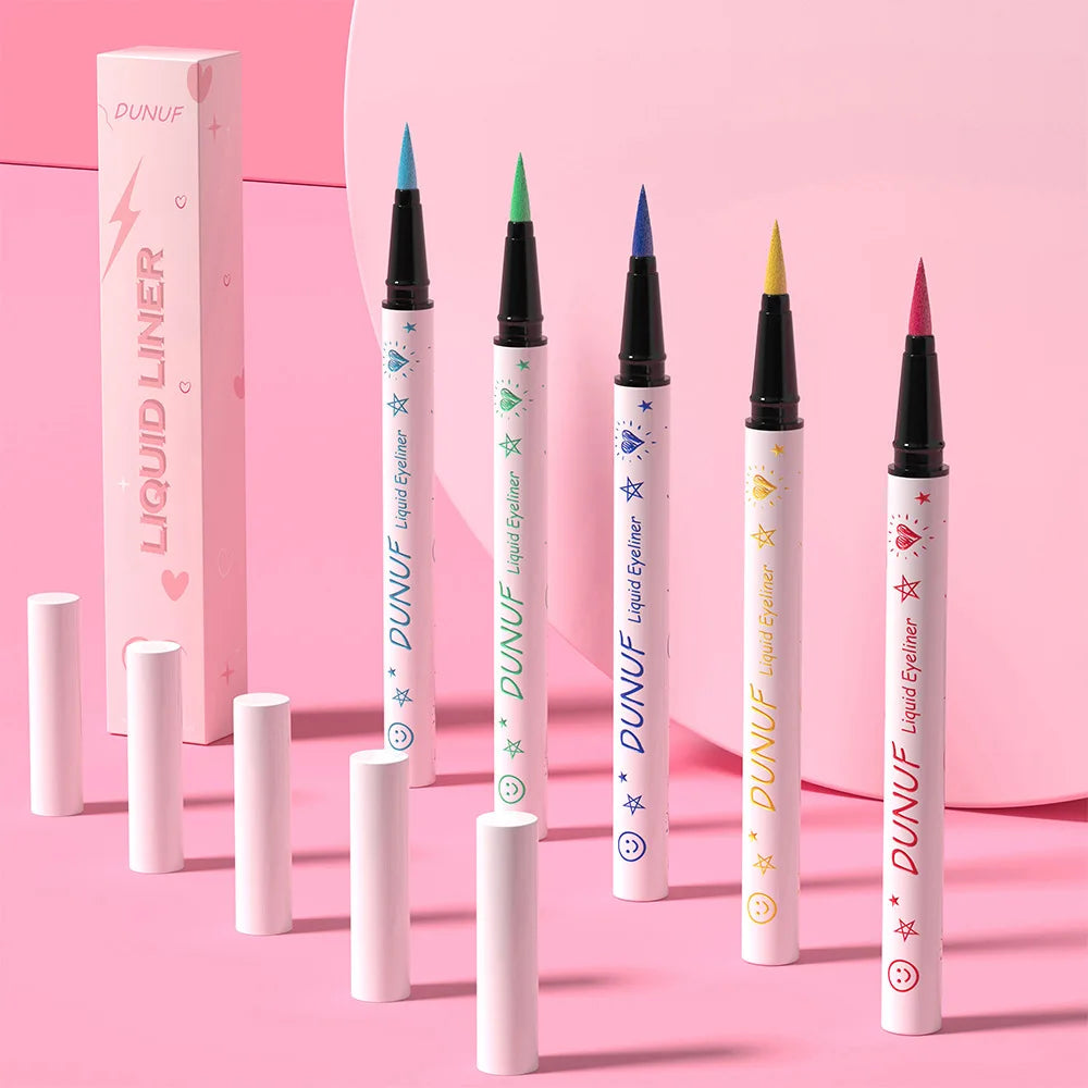 DUNUF New 12 Color Ultra-fine Matte Colorful Liquid Eyeliner Pencil Waterproof Lasting Makeup Eye Liner Pen Black Brown Cosmetic