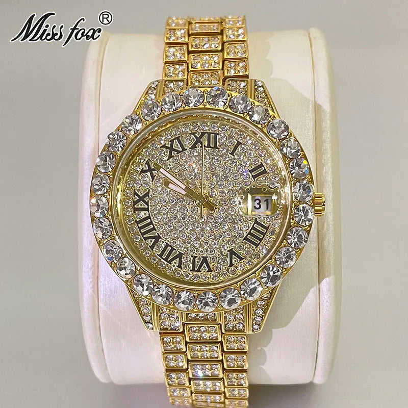 MISSFOX Pink Women Watches Luxury Small Face Elegant Quartz Watch For Ladies Icy Look Party Jewelry Mini Babe So Cute Arm Clock