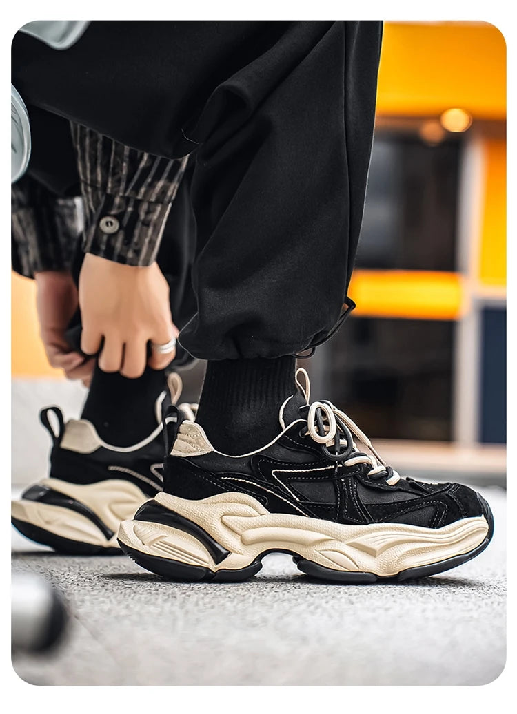 Lacing up Men's and Women's Couple Sport Shoes 2025 Thick Sole Luxury Design Casual Retro Dirty Casual Sneakers Breathable Upper