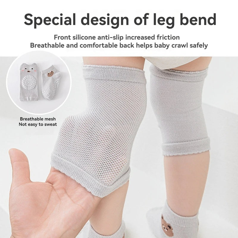 Kids Knee Pads & Baby Floor Socks Set, Anti-Slip Crawling Socks for Toddlers, Walking Learning Sports Protection, Infant Safety