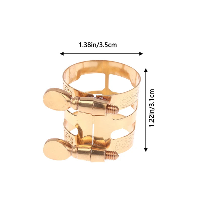 {QTG333} Double Screw Adjustment Saxophone Ligature Gold Color Copper Compact Durable For Alto Sax Saxophone Ligature Fastener