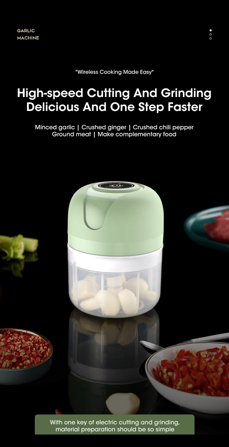 Electric Mini Garlic Masher Portable Multi Function Vegetable Meat Grinder Chopper USB Charging
