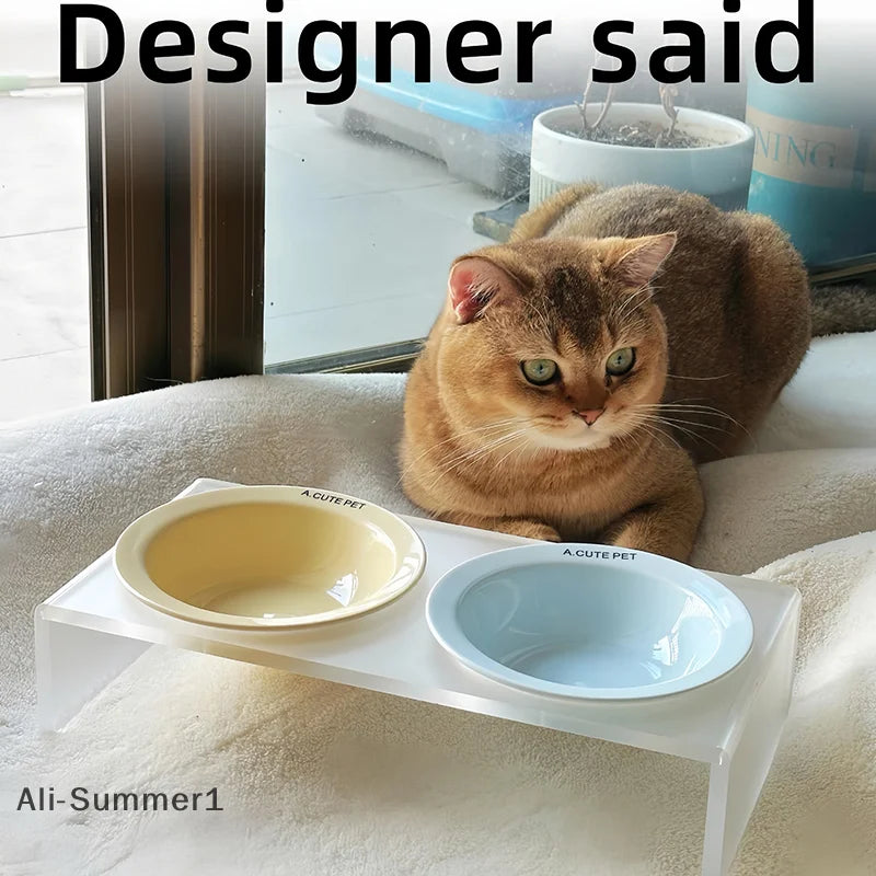 【E】Ceramic Pet Cat Bowl Pet Drinking Water Feeding Bowl Ceramics Cat Food Dog Food Utensils Cat Dog Pet Supplies Accessories