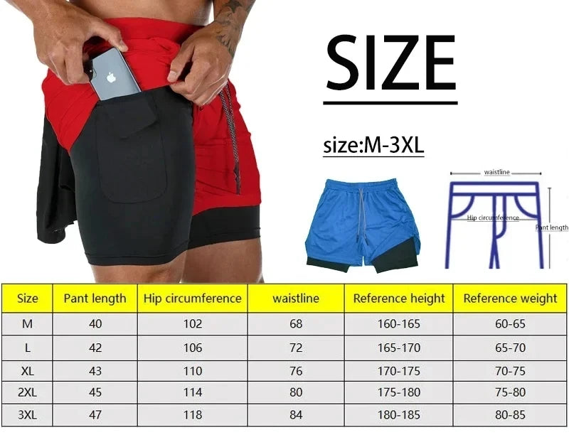 2026 Men's Sports Shorts Printed Sports Shorts, Double Layer, Quick Drying, Basketball, Fitness