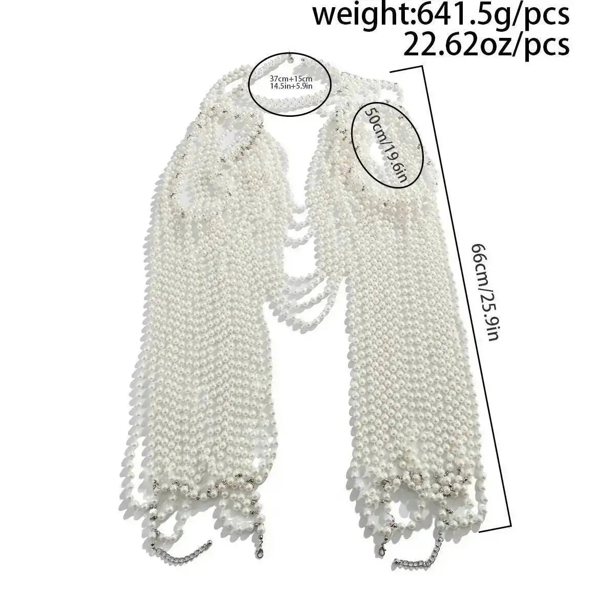 KunJoe Luxury Multi-layer Imitation Pearl Shawl Body Chain Women Elegant Long Necklace Body Jewelry Bride Wedding Accessories