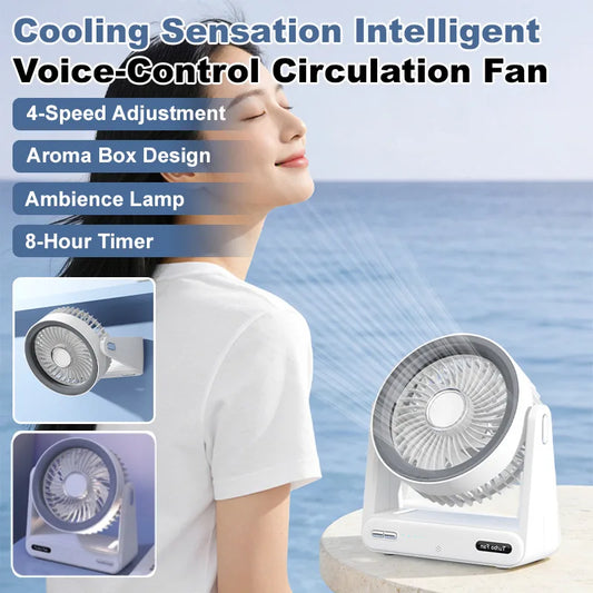 Desk Fan with Smart Voice Control Timer Wall Mountable Mini Portable USB Circulator Fan for Home Office