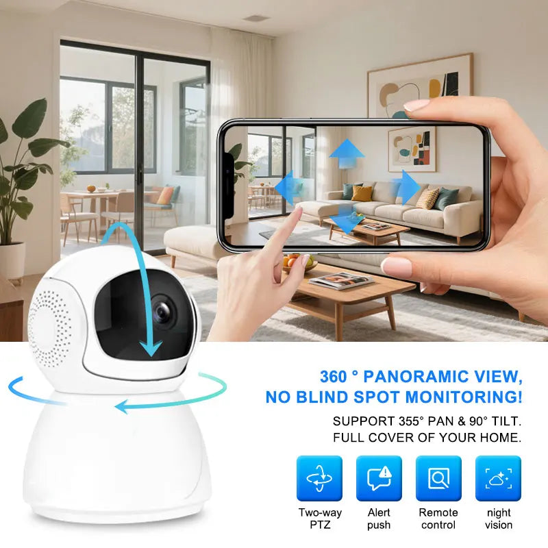 Wireless PTZ Camera Indoor Wireless WiFi Smart Home Camera Night Vision Outdoor Security Camera Baby Monitor Pet Dog Camera