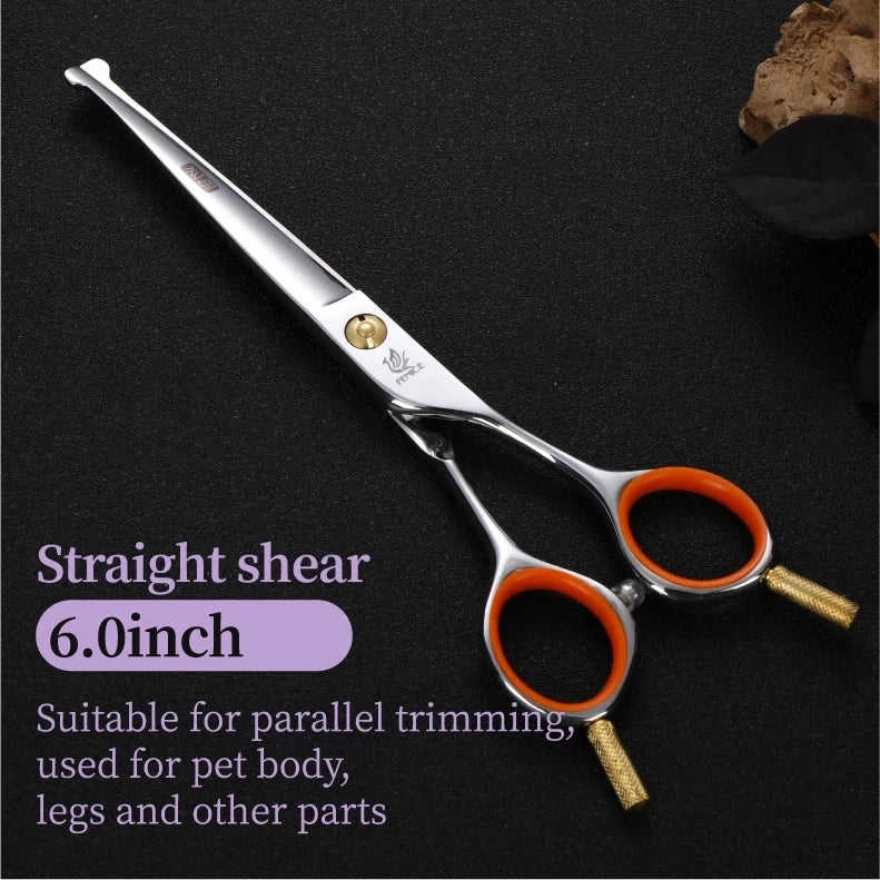 Fenice 4.5 Safety Round Tip Pet Dog Cat Grooming Cutting Scissors Dogs Hair Cutting Shear for Eyes/Face/Foot/Nose