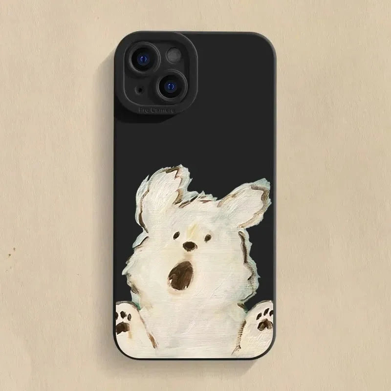Cartoon Dog Puppy Phone Case For iPhone 17 16e 16 15 14 13 12 11 Mini Air Pro Max X XR XSMax 8 7 6 Plus Soft Silicone Back Cover