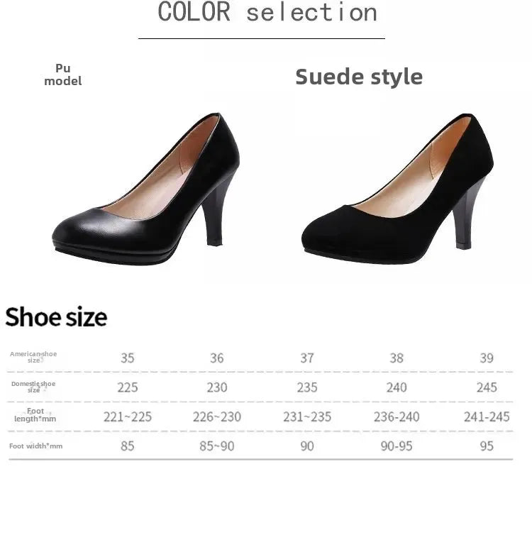 Spring Comfortable Professional Shoes Work Shoes Smart Casual Interview Shoes Women's Shoes Small Leather Shoes Medium Heel Blac